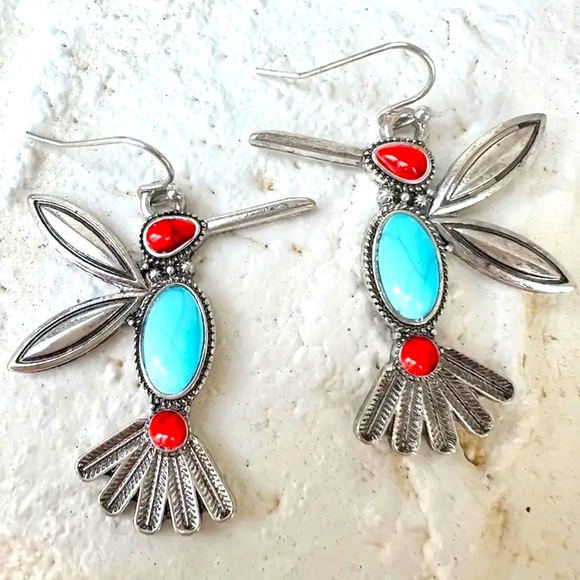 Boho Gem Bird Shape Dangle Earrings - Picture 1 of 6